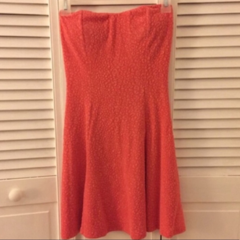 Strapless Coral Skater Dress
